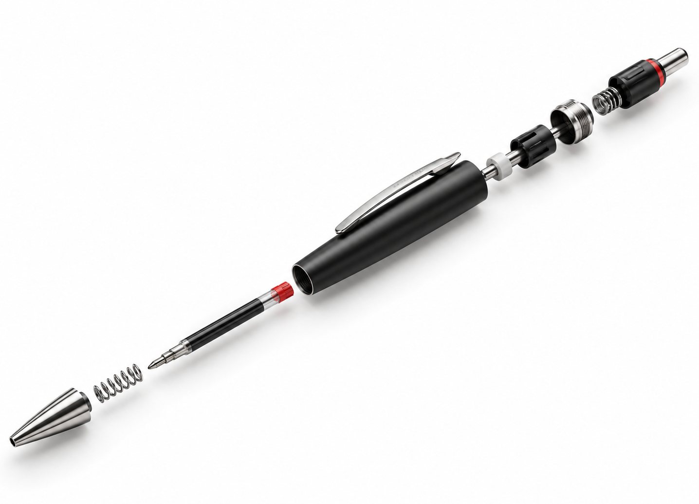 Exploded View of a Sleek Black Pen — 3D model by Model Craft 3D