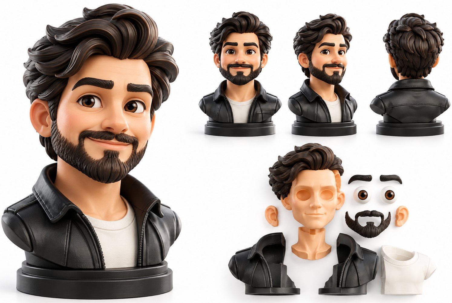 Bearded Character Bust (Multi-View) — 3D model by Model Craft 3D
