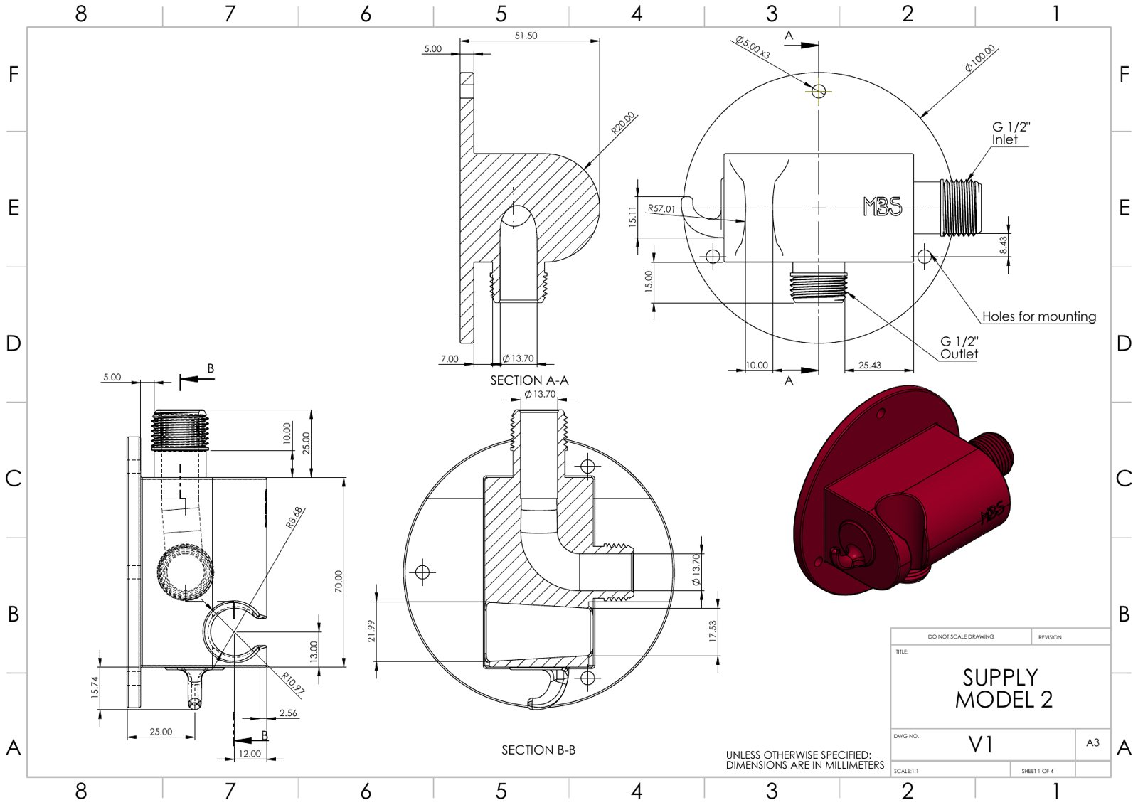 Supply Model 2 Drawing — 3D model by Model Craft 3D